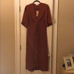 rust red midi dress